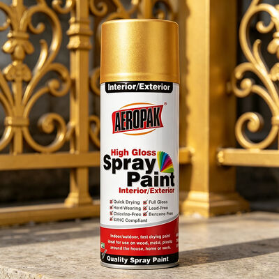 Aeropak 400ml Ακρυλικό High Gloss Metallic για Χονδρική Προσαρμοσμένο Χρώμα OEM Gold Spray Paint Liquid Coating Automotive Home